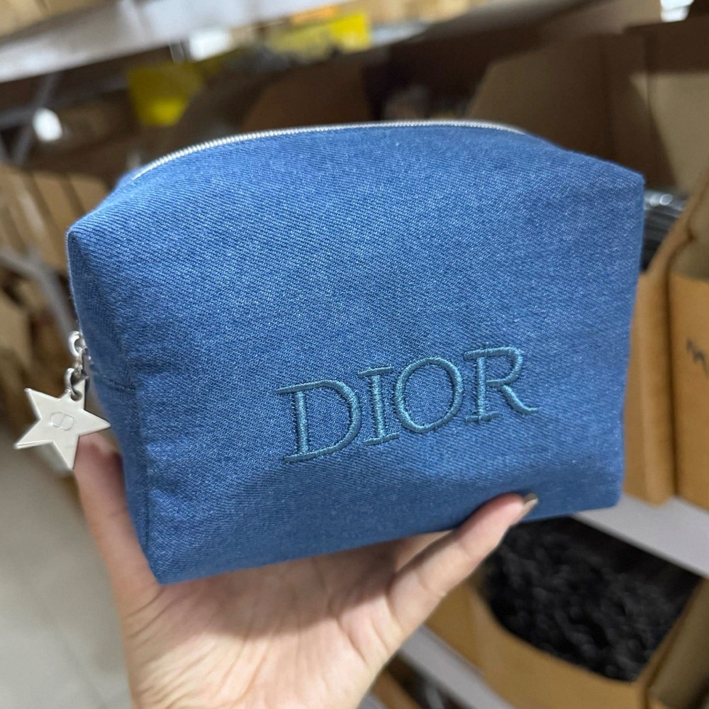 Dior Denim Blue Cosmetic bag Pouch makeup bag accessories